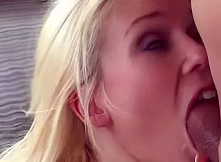 blonde babe takes big cock deep in her shaved pussy and ass