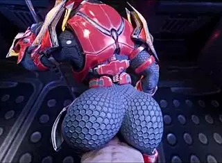 Female sangheili dominates and fucks man hard