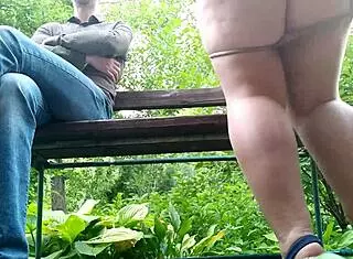 Curvy Milf In Pantyhose Peeing Next To Me In Park View From Below