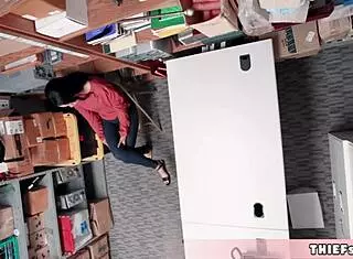 Petite half black teen shoplifter caught and fucked interracial by mall cop!