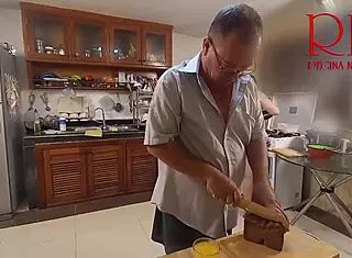 Kitchen Comedy Chaos with Morning Maid Roleplay and Teasing Uniform Striptease