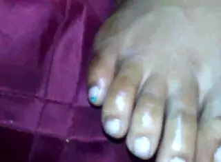 Ebony Beauty Gives Intense Footjob Leading To Massive Cumshot On Her Sexy Feet