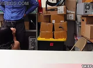 Petite half black teen shoplifter caught and fucked interracial by mall cop!