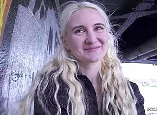 I picked up skinny blonde teen 18+ Daruma Rai for rough casting fuck in Berlin streets