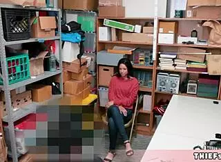 Petite half black teen shoplifter caught and fucked interracial by mall cop!