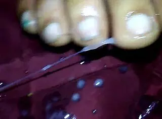 Ebony Beauty Gives Intense Footjob Leading To Massive Cumshot On Her Sexy Feet