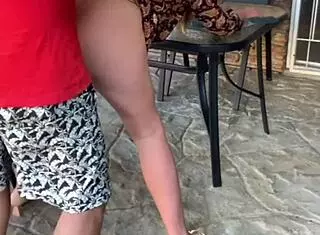 I take stepmom outdoors for mutual masturbation fingering her shaved pussy until squirting creampie in doggystyle