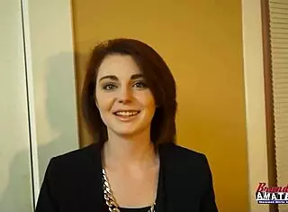 redhead coed hottie ravyn rubs her tits and pokes her pussy with a sex toy in solo session