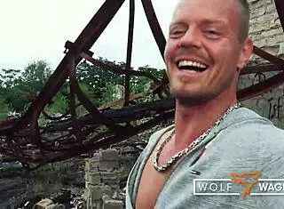 Harleenvan rides his big cock on the grass with blowjob and cumshot in full german dating scene from wolfwagner com.