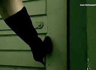 Dominatrix mistress april binds patient in brutal femdom session with cock torment at prison clinic.