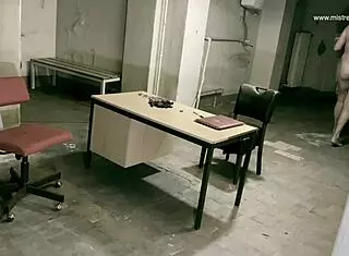 Dominatrix mistress april binds patient in brutal femdom session with cock torment at prison clinic.