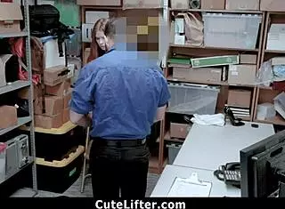 Petite teen burglar caught stealing clothes in garage gets punished by dominant old man