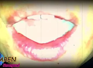 Karen teases with huge cumshot in mouth and jizz on tongue in slow motion.