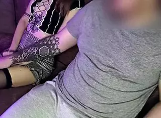 Getting Sucked Off by Hottie in Stockings Deepthroat Style