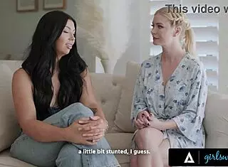 Conflicted Holly Day talks with caring milf Serene Siren about lesbian desires