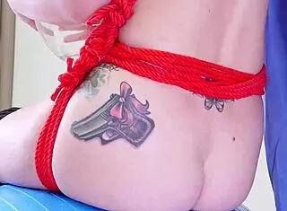 the bdsm sub undergoes rough ass rimming with choking and bondage in a hardcore domination scene