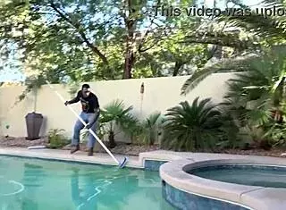 Pool guy Rome Major bangs hottie Ashley Pink in cowgirl ride