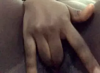 Small Tit Ebony Explores Solo Pussy Masturbation with Wet Natural Tits and Big Pussy Lips