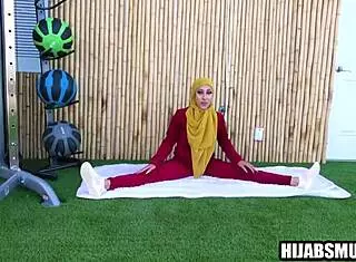 i'm a muslim housewife cheating on my husband with the flexible arab personal trainer during workouts