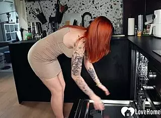 i grab her hips and fuck her doggystyle as she fills the dishwasher
