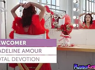 Skinny Redhead Teen 18+ Dancer Madeline Amour Strips Lingerie To Show Flexible Naked Body