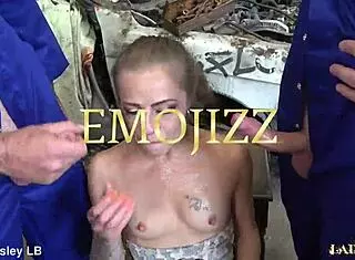 she takes double anal with rough rimjob and creampie in mechanic breakdown