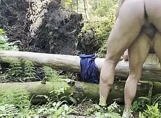Public Fuck in Deep Forest with Sexy Milf in Miniskirt and Dress Banging Muscular Guy Outdoors!