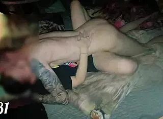 we shared intimate moments on a squeaky illuminated hotel bed with soft lighting