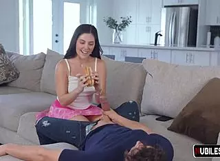 little princess, why not take my dick pic? stepbrother asks before deepthroating and creampie in her petite pussy.