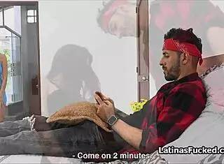 Latina with Pierced Nipples Starts Date Night Riding Roomie's Monster Cock in Dorm with Reality Blowjob and Handjob Before Missionary