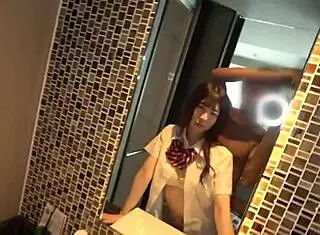 In a homemade video, a cute Asian amateur with natural tits and perky pink nipples enjoys sweet kissing and intimate moments with her JK friend Rio, sharing the erotic fun for viewers.