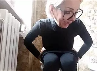 now my ass is red after spanking in bathroom with glasses and miniskirt 😈