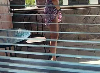 Hidden Cam Captures Upskirt on Hotel Balcony with Cum on Ass in 4K Dress and Skirt Voyeur
