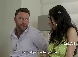 Celebrity apprentice roughly fucks horny groupie in bedroom while step sis joins under pressure