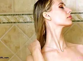 blonde muse preps for photoshoot in shower