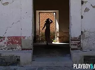 Tiny Canadian milf blonde Katie Jean strips in hot outdoor softcore 😍