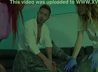 oh man, everything in the name of science with this curvy shaved pussy 4some at the office, like pregnant nerd cosplay bent over doggy