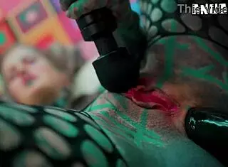 goth lesbians in latex go wild with anal fisting squirting gapes in miniskirt