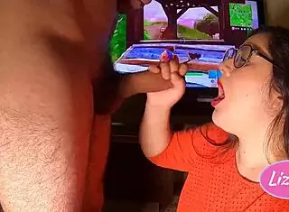 Oh wow she sucks him off while he wins at Fortnite game