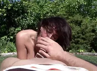 Tory Lane milf with big tits gets cock teasing handjob then fucked in wet pussy outdoors with cumshot facial