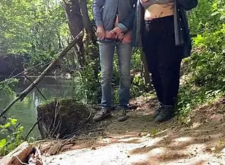 Subtle tease from curvy mature mother-in-law giving an amazing handjob with her big natural tits and wet pussy exposed