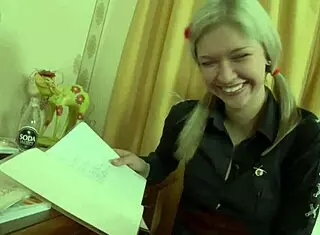 Barely legal tatyana konovalova blonde whore gets ass gaped by big cock in pantyhose