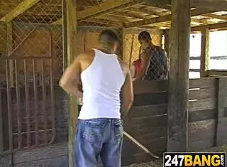 Girl Gives Blowjob on Ranch in Country