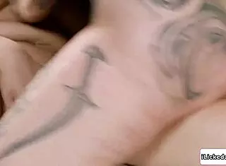 Big tits lesbian babe facesitting on busty Arab delivery crew with pussy licking and 69 action