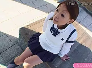 Chisa Miyamae Sucks Boyfriend's Balls Dry in Woods Naughty Schoolgirl Asian Brunette with Natural Tits Wet Pussy Squirting Handjob Fingering Toys Lingerie