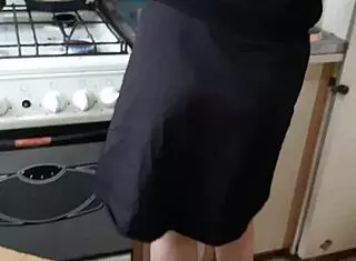 oh my girlfriend, lick my pussy while stepmom cooks dinner in kitchen - intense lesbian moment
