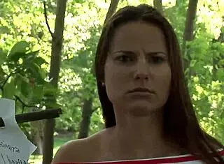 claudia rossi engages in twisted games with a masked man deep in the forest