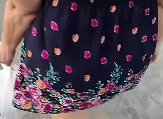 Hey, I follow and lift the skirt of this woman right on the street.