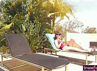 Hot big ass teen 18+ Gabi Paltrova pleased by horny big cock shemale Natalie Mars in intense encounter