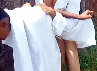 horny village couple with ebony curvy babe sucking monster cock... mmm, rough fucking in ranch